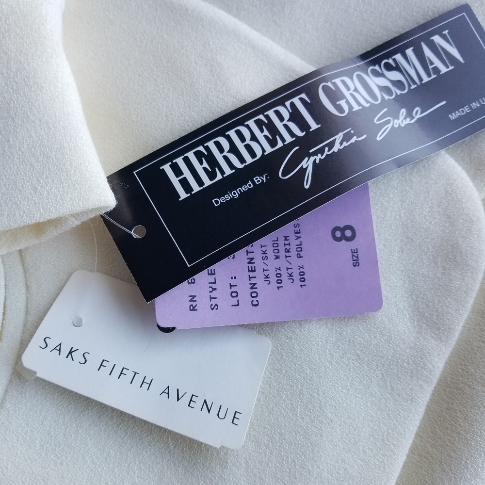 VTG Herbert Grossman Wool Ivory Suit Sz 8 $330 … - Picture 7 of 9